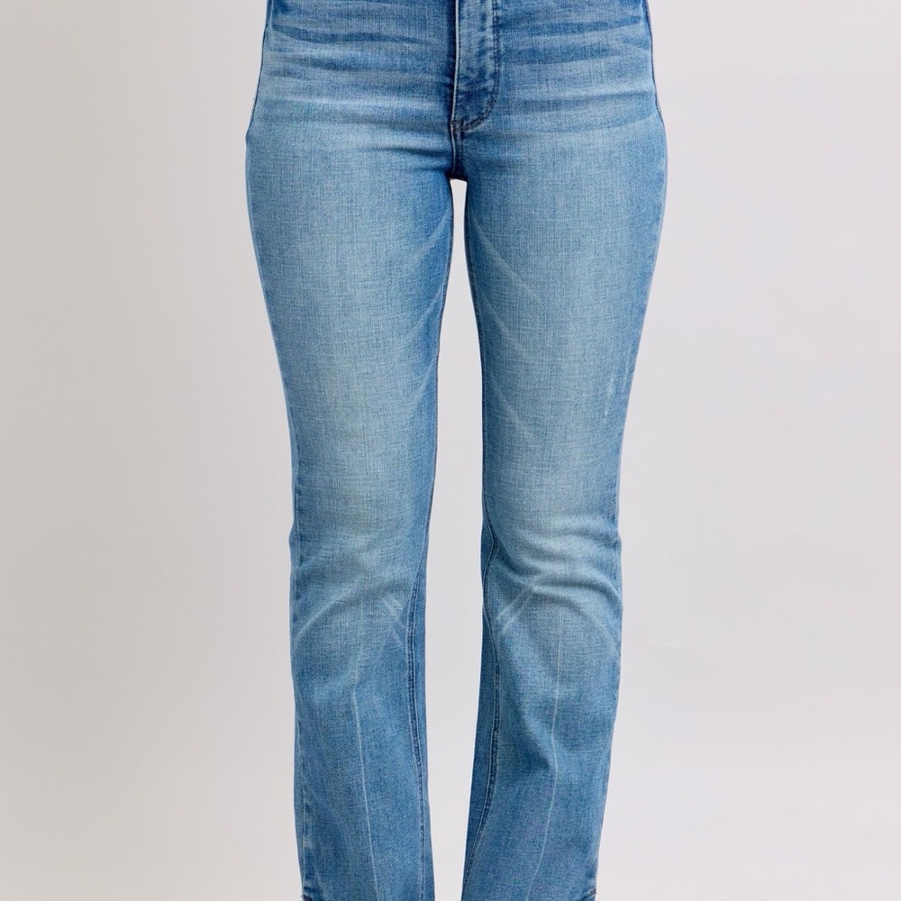 Judy Blue HW Tummy Control Vintage Wash Side Slit Slim Boot Jeans - Picture 15 of 16